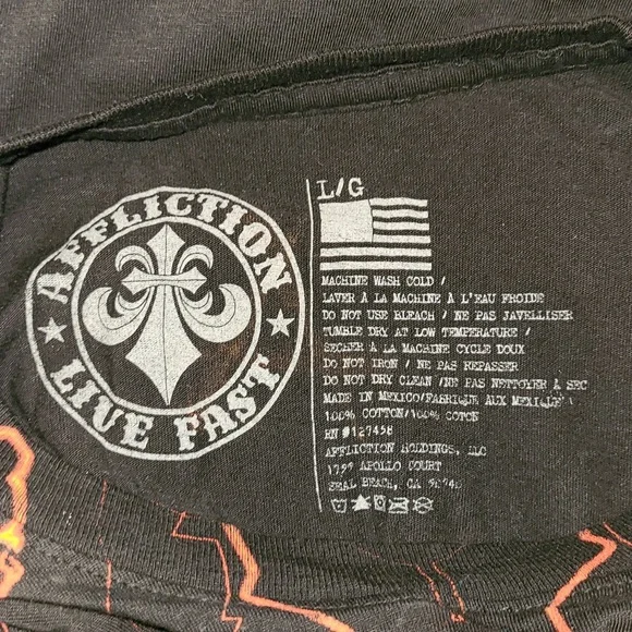 Affliction Infernal Nightmare Black & Red T-Shirt Size LARGE - Picture 7 of 13
